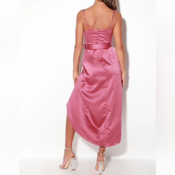 Lulus Joice Satin Midi Dress: Mauve, XS - Picture 2 of 15